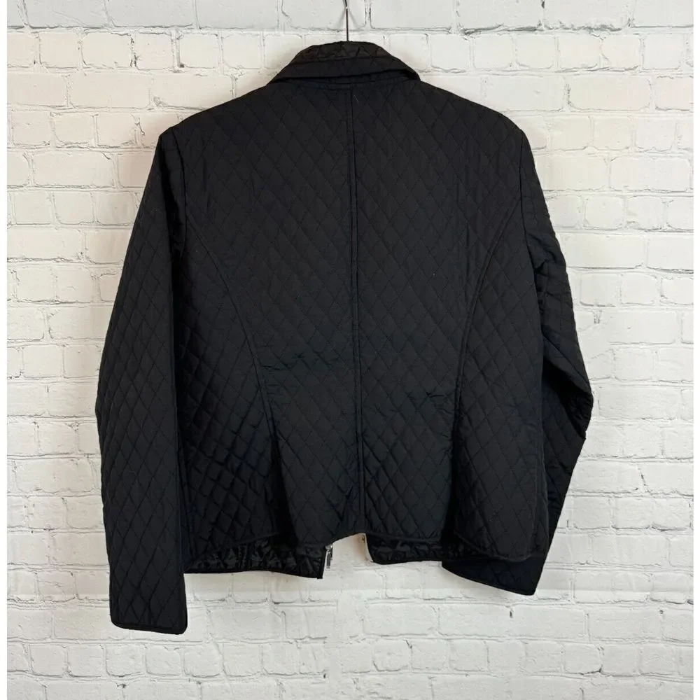 CHICO'S black quilted full zipper collared jacket blazer size 1 M - Picture 7 of 7